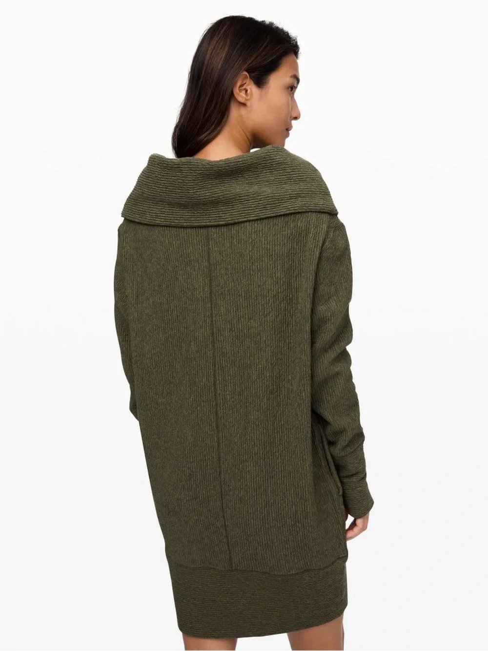 Lululemon Along the Way Dress XXS (0) Heathered Dark Olive Cowl Neck